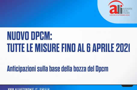 Nuovo Dpcm, le principali misure nelle schede ALI