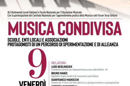 Musica Condivisa, venerdì 9 luglio il webinar per il contrasto alla povertà educativa e culturale
