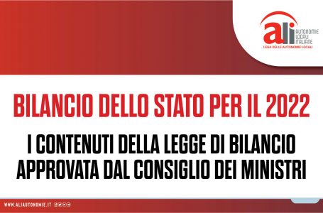 Legge di Bilancio 2022: le principali misure nelle schede ALI