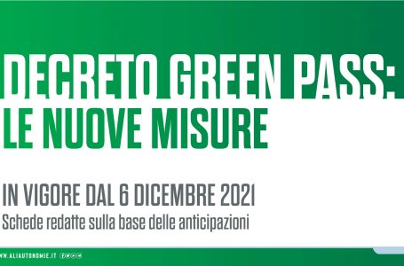 Decreto Super Green Pass, le nuove misure nelle schede ALI