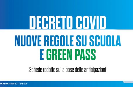 Decreto Covid, le nuove misure su scuola e green pass nelle schede ALI.