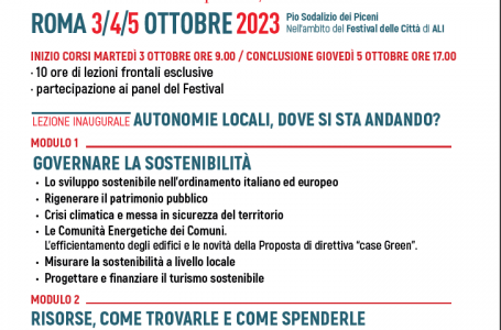 Al via le iscrizioni per la terza edizione di “A scuola di città”, il corso organizzato da ALI, Rete dei Comuni Sostenibili e Scuola Superiore Sant’Anna